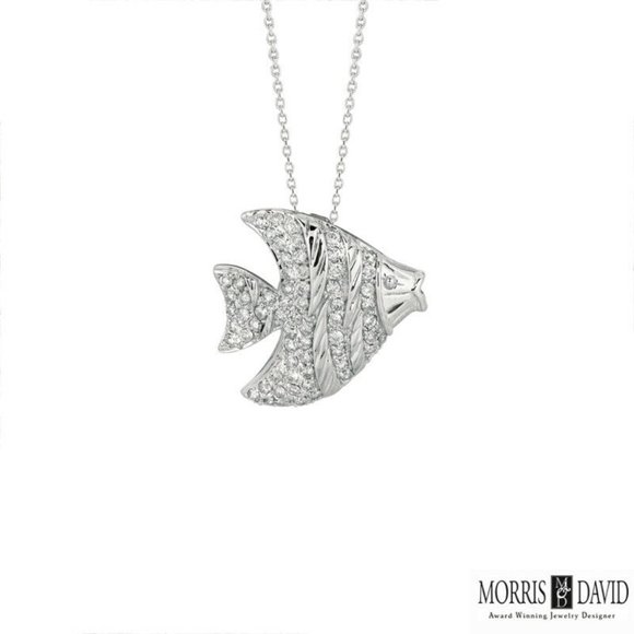 0.64 Carat Natural Diamond Fish Pendant Necklace